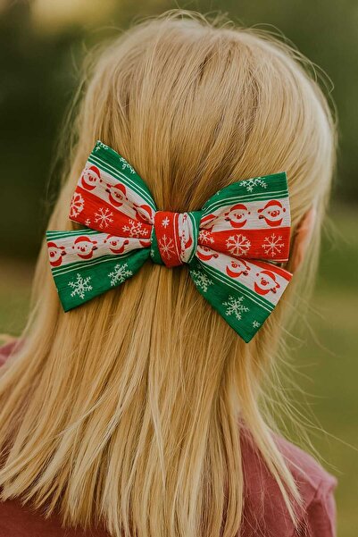 REBORN DESIGN Christmas Themed Bow Model Santa Claus Snowflake Patterned Knot Detailed 12 cm Automatic Buckle