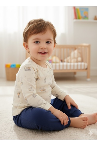 Şimo Butik Girl Boy Child Baby Long Sleeve Snap Fastener Bodysuit-Badi 100% O...