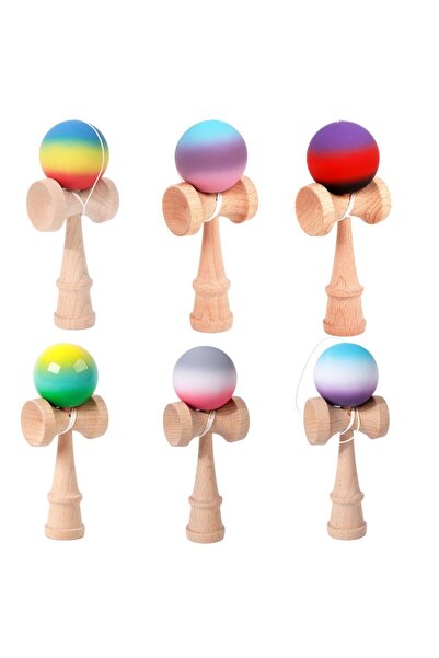 victiny Kendama 18 cm din lemn cu bilă de cauciuc și ștampilă gravată, divers...