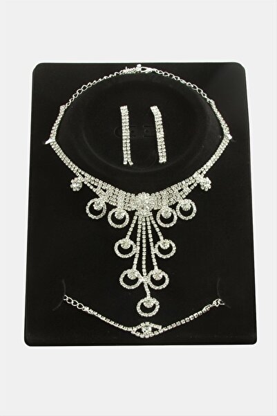 ZERO LAND مجموعة MTXDPN الفاخرة من الأحجار الكريمة (145150) قلادة - لون فضي