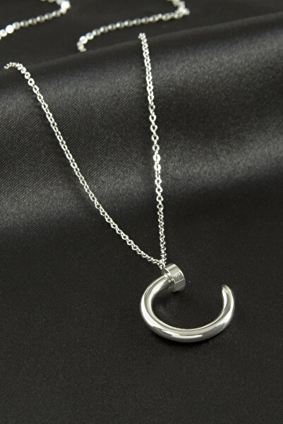 Bijuteri Net Mtxdpn Nail Luxury Steel (173906) Necklace-Silver Color