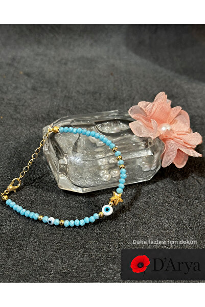 Darya Dd568 Blue Evil Eye Beaded Star Detailed Bracelet