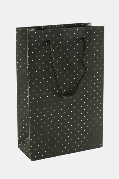 Genel Markalar MTXDPN 11X17 Benekli İpli Karton Çanta (140247) 1 Adet-Siyah