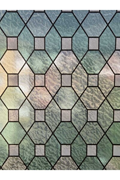 Başak Ev Tekstili Statik Cam Filmi Yeşil Vitray Desenli Folyo – Duşa Kabin, Pencere ve Ofis Dekorasyon Kaplaması