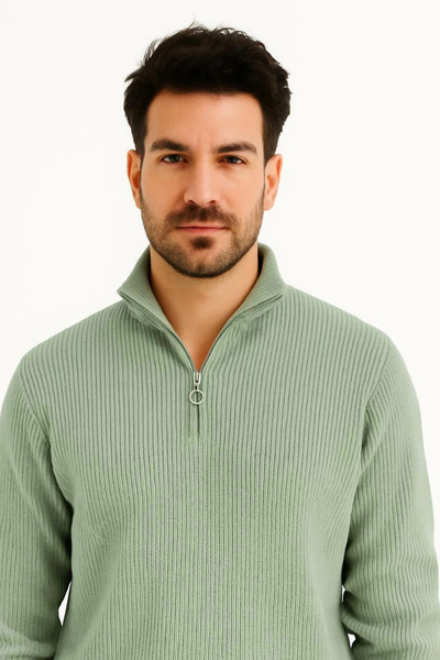velmorafashion Velmora Half-Zip Knit Sweater Mint Green -