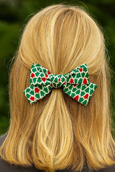 REBORN DESIGN Christmas Themed Bow Model Pine Tree Patterned Knot Detailed 12 cm Automatic Buckle