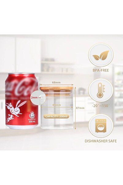 Twins Candle Design 12 Adet Vakumlu Bambu Kapaklı Borosilikat Baharatlık, Saklama Kabı, Çerezlik (200 ml) Jarpot