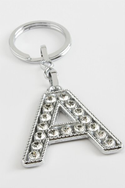ZERO LAND Mtxdpn Silver Color Stone (10802) Letter Keychain-A