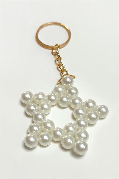 ZERO LAND Mtxdpn Star (10343) Pearl Keychain-White