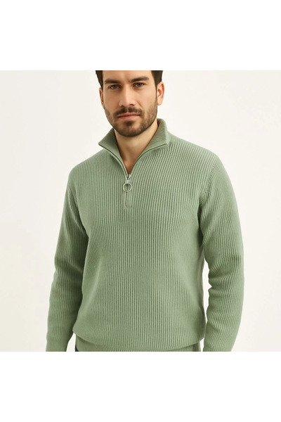 velmorafashion Velmora Half-Zip Knit Sweater Mint Green -