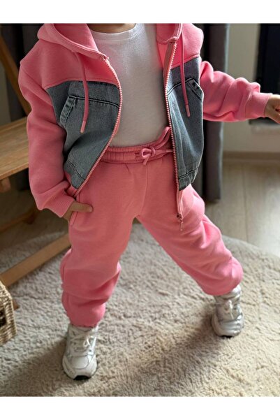 RONYPONY Girls' Denim Garnished Double Set