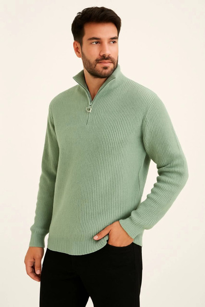 velmorafashion Velmora Half-Zip Knit Sweater Mint Green -