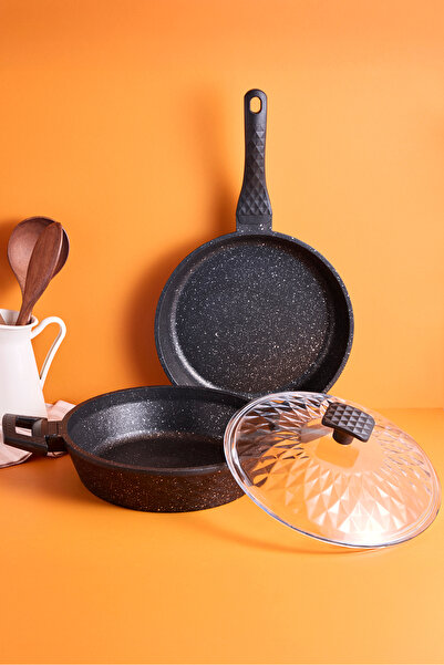 Perotti Progranito Casting 3 Piece 26 cm Pot and Pan Set with Glass Lid