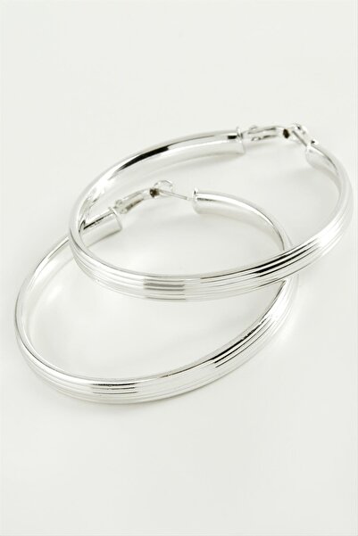 ZERO LAND أقراط دائرية مخططة من MTXDPN مقاس 6 (151821) سم - لون فضي