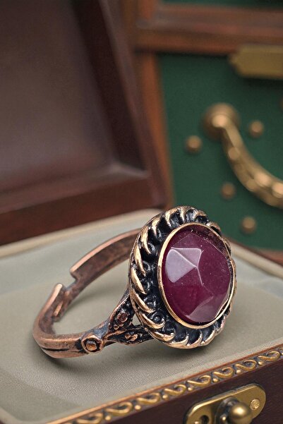 NBS Beautiful Naturel Stones خاتم نحاسي مع حجر طبيعي قابل للتعديل عالي الجودة للحماية من العين الشريرة (هدية، يوم خاص) تصميم عتيق قديم