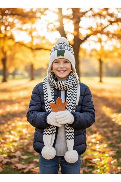 Kitti 4-8 Yaş Erkek Çocuk Polarlı Atkı-Bere-Eldiven