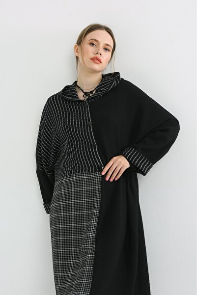 DES CONCEPT Kadın Kapüşonlu Desenli Maksi Elbise