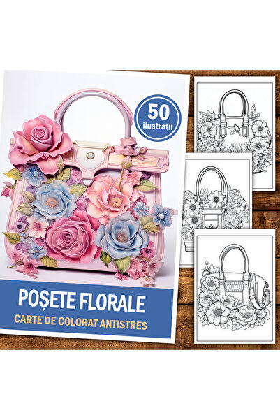 Legendary Gifts Книга за рисуване, 50 илюстрации, Флорални чанти