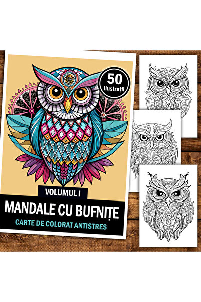 Legendary Gifts Carte de pictură, 50 de ilustrații Mandala cu bufnițe - Volum...