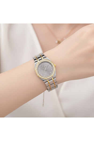 mont royal Women's Zircon Stone Watch - Gold & Silver