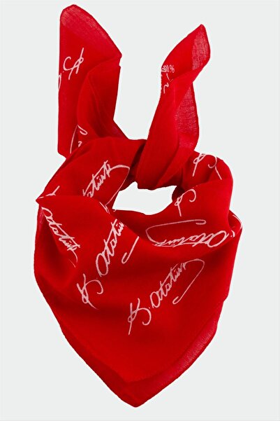ZERO LAND Mtxdpn Ataturk Signed Patterned (11614) Bandana 50X50-Red