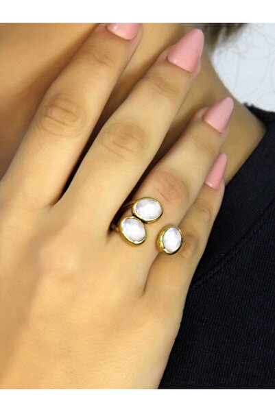 esha Natural Stone Moonstone Triple Natural Stone Antique Model Women's Adjustable Ring Euy76Ay
