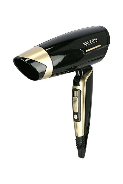 KRYPTON Hair Dryer with Cool Shot, 2 Heat Settings & Concentrator Nozzle - Compact Black