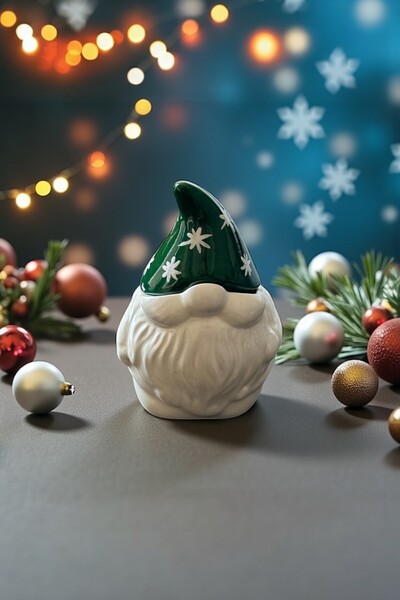 TESORİTTESSİLLİ Noel Baba Seramik Şeker Kavanozu Yılbaşı, Dekoratif, Şık ve H...