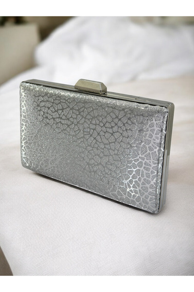 Biçanta Silver Imported Glitter Patterned Women's Evening Dress Bag