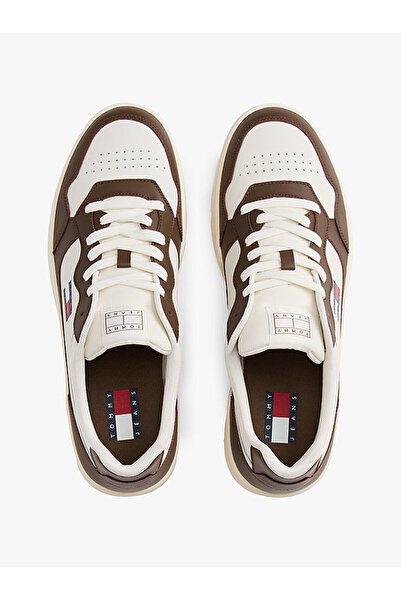 Tommy Hilfiger Pánské tenisky s nízkým profilem, barva slonová kost a hnědá sametová, nové provedení Cupsole