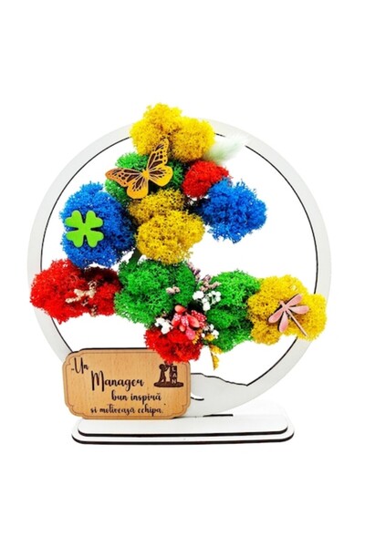 OEM Ramă decorativă - Bonsai cu mușchi stabilizat, mesaj pentru „Un manager b...