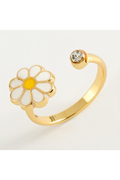 ZERO LAND خاتم مفصل من حجر البابونج المطلي بالمينا من MTXDPN (175025) قطعة واحدة - لون فضي