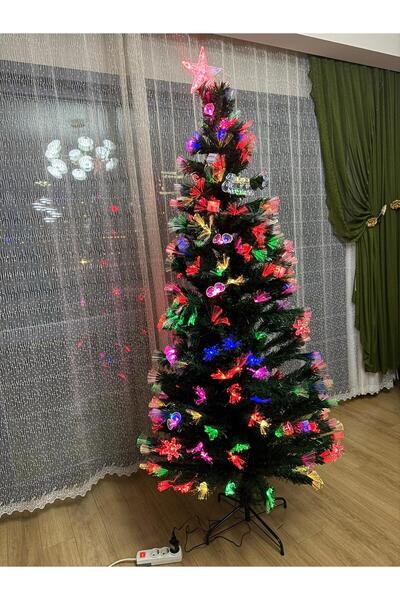 Sama Fiber Işıklı ve Süslemeli Yılbaşı Ağacı, Büyük Boy, Yeşil,200 cm