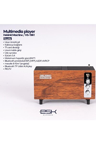 Helsinki Retro Ahşap Bluetooth Radyo – Machine HS-1961 ”