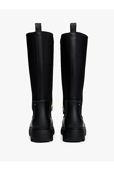Tommy Hilfiger Kadın Warm Lined Fermuarlı Uzun Yağmur Çizmesi - Siyah