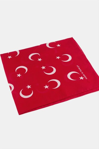 ZERO LAND Mtxdpn Moon and Star Patterned (04918) Bandana 50X50-Red
