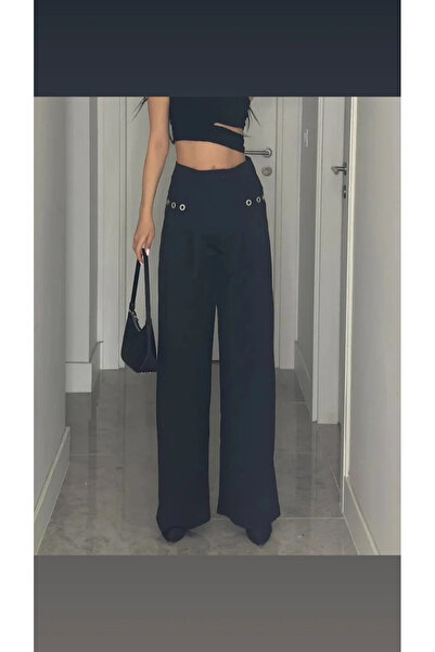 Sempre Kuş Gözü detaylı Kumaş Plazzo Pantolon