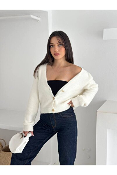 By Kuzey Aras В'язаний кардиган з V-подібним вирізом, з деталями у вигляді ґудзиків та фактурною фактурою