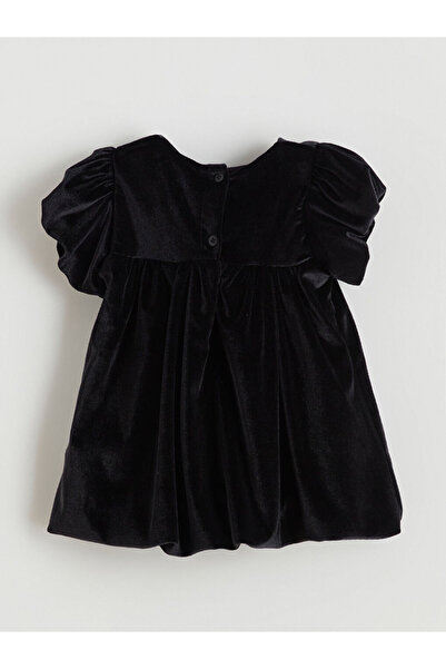 LC Waikiki Crew Neck Bow Detail Velvet Baby Girl Dress