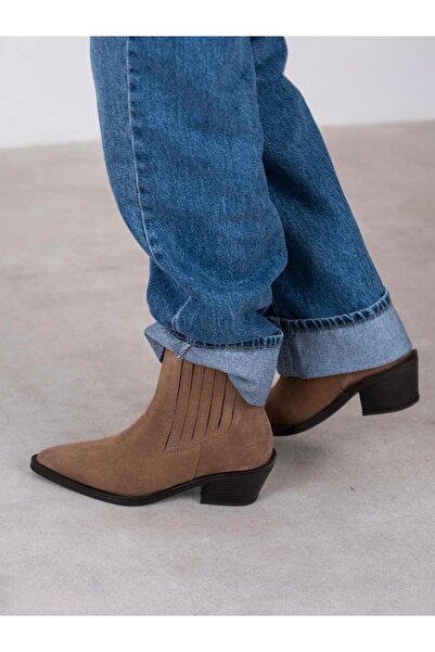 ECENİN BUTİĞİ Lexis Camel Süet Hakiki Deri Kadın Bot