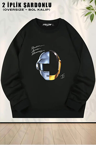 ZOKAWEAR Φούτερ Unisex Loose Fit Daft Punk με τύπωμα Design oversized με λαιμ...