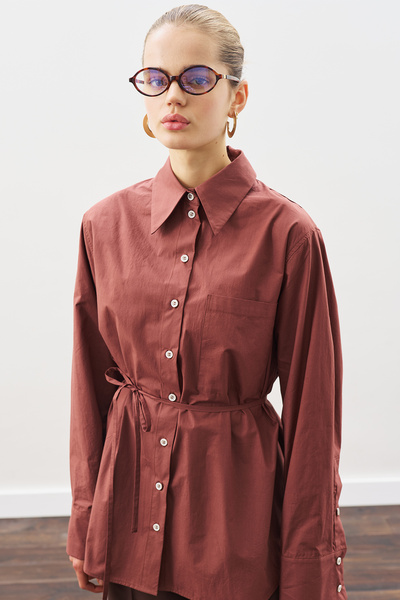 Manuka Triangle Scarf Oversized Shirt Cinnamon Shell