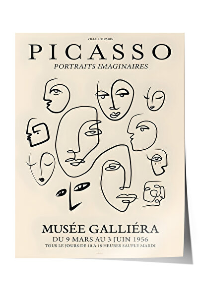 Zestia Poster fără ramă, Desene cu fețe – Portret minimalist Picasso, Poster ...