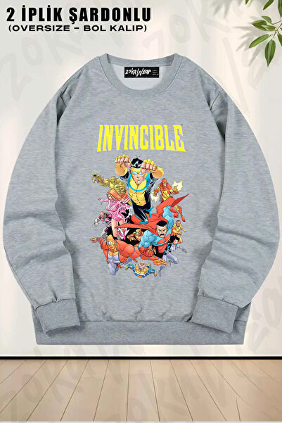 ZOKAWEAR Φούτερ Unisex Loose Fit Invincible με τύπωμα Design oversized με λαιμόκοψη