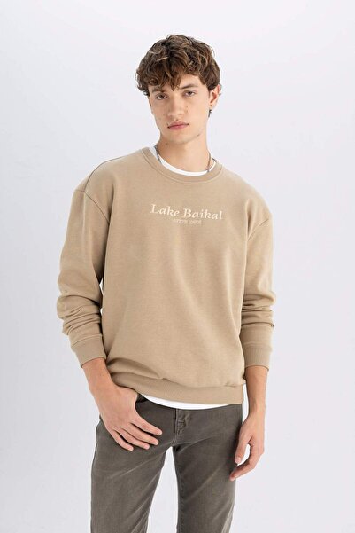 DeFacto Boxy Fit Crew Neck Printed Sweatshirt D2691Ax24Au