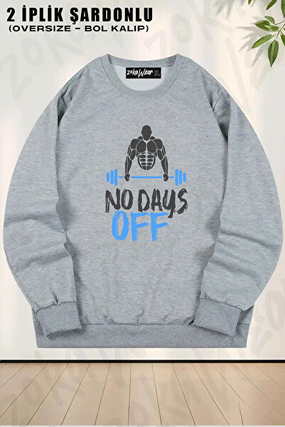 ZOKAWEAR Φούτερ Unisex Loose Fit Athlete - Gym - No Days Off με τύπωμα Design oversized με λαιμόκοψη
