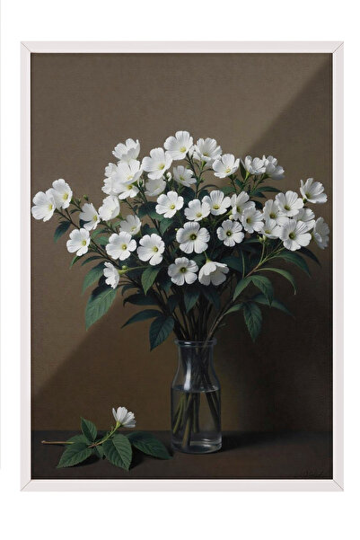 Zestia Tablou înrămat alb, Buchet de flori albe – Botanică în pasteluri, Post...