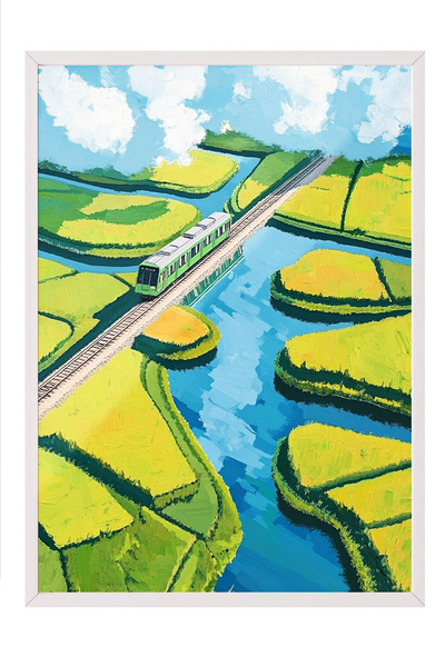 Zestia Tablou înrămat alb, Drum sub Soarele Roșu - Peisaj abstract, Poster de...