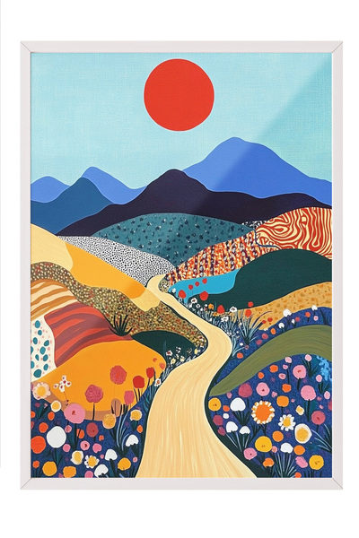 Zestia Πίνακας με λευκό πλαίσιο, Μοντέρνο αφηρημένο τοπίο, Διακόσμηση γραφείο...