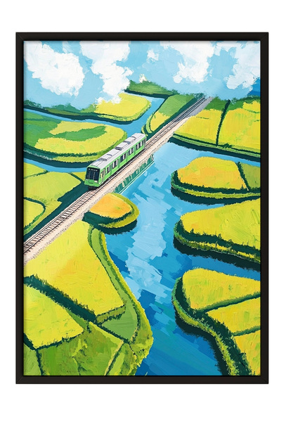 Zestia Tablou înrămat negru, Drum sub Soarele Roșu - Peisaj abstract, Poster ...